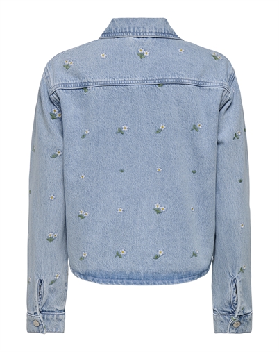 Only - ONLCassie Embrodery Overshirt - Light Blue Denim